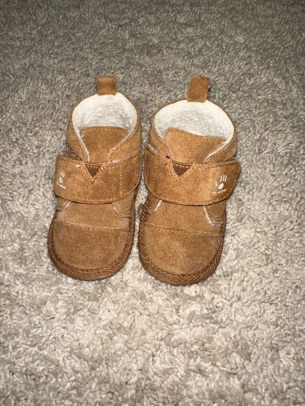 BearPaw Toddler Tan Velcro Fleece Booties